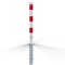 Barrier posts | Steel tube 70 x 70 mm | removable, with triangular locking mechanism | hot-dip galvanized and white coated withthree red reflecting stripes | without eyelet